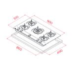 Cocina cristal gas DE 90CM. GBC 95030 KB - Imagen 7