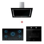 Campana DLV 98660 BK TOS + Cocina Cristal Gas GBC 95030 KB 90cm + Horno Eléctrico HLB 8400