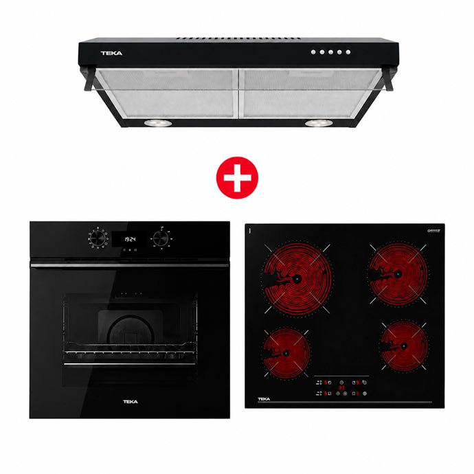 Tricombo6 Tricombo Campana X 62120 KOS BK + Cocina de Vitrocerámica TBC 64010 TTC + Horno Eléctrico Multifunción HLB 8400 FBK - Imagen 1