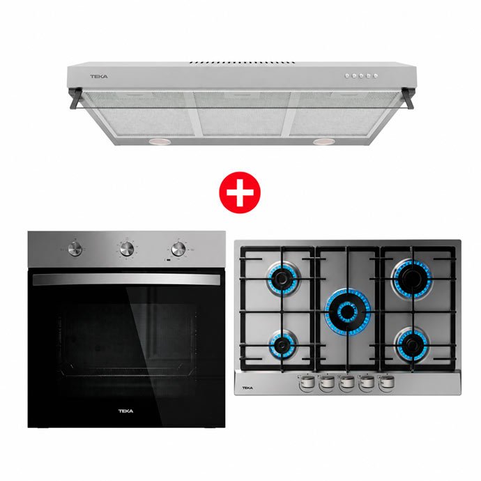 Tricombo7 Tricombo Campana CX 92120 KOS + Cocina a Gas GSC 75330 + Horno Eléctrico NEO HBB 5350 SS - Imagen 1